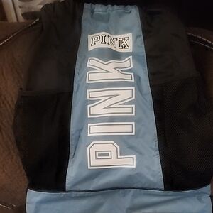 PINK Victoria's Secret Stylish Black and Blue Backpack